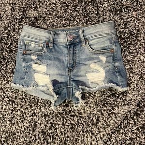 American Eagle light wash ripped jean shorts